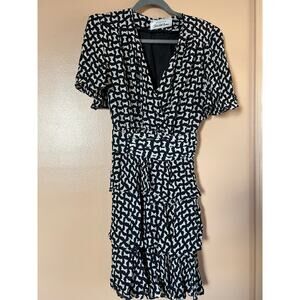 Vintage 1980s Richard Warren for Saks Fifth Avenue Silk Dress Bow Belt Size 10